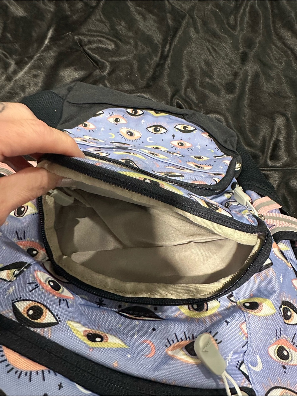 High Sierra Lavender Eye-Print Backpack with Black Accents - Picture 7 of 10